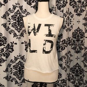 White “Wild” Abercrombie cut out tank